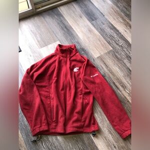 Washington State University Columbia Crimson Full-Zip Fleece Jacket Size Small